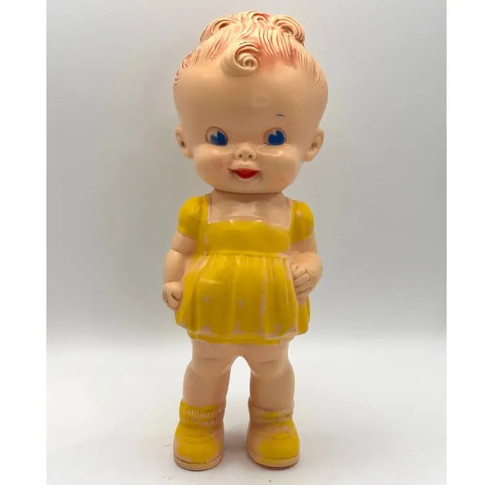 Vintage Ruth B. Newton Sun Rubber Co. Girl in Yellow Dress Squeaky Doll